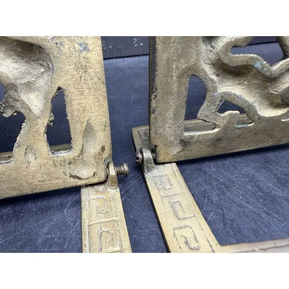 Vintage Pair BRASS COLLAPSIBLE HORSE BOOKENDS, 6 3/4" X 4 1/8" - Picture 12 of 15